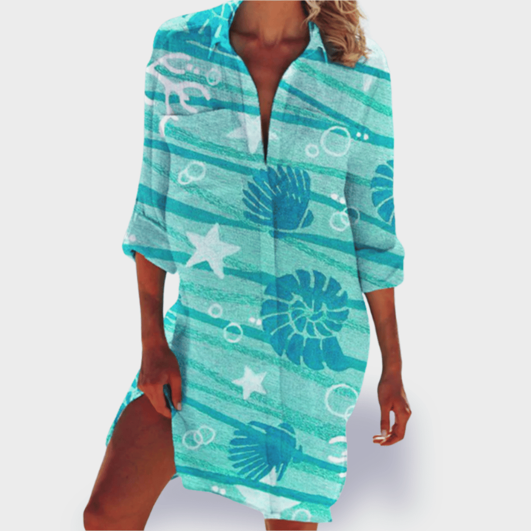 Women's Flowy Draped Summer Dress Colorful Casual