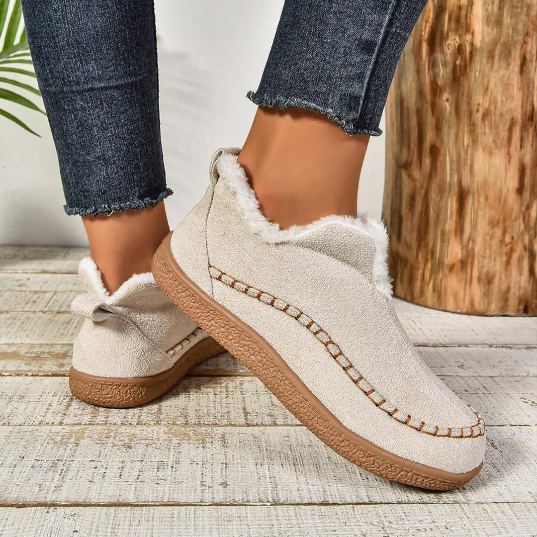 Cozy Faux Fur Ankle Boots with Grip Thick Outsole