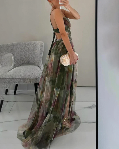 Red Floral Long Summer Dress