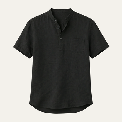 Men's Cotton Linen Henley Shirt Lightweight