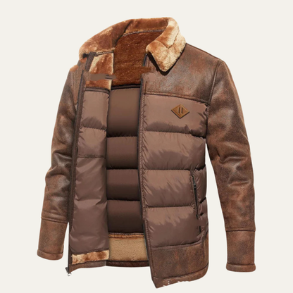 Men's Quilted Faux Leather Jacket Black