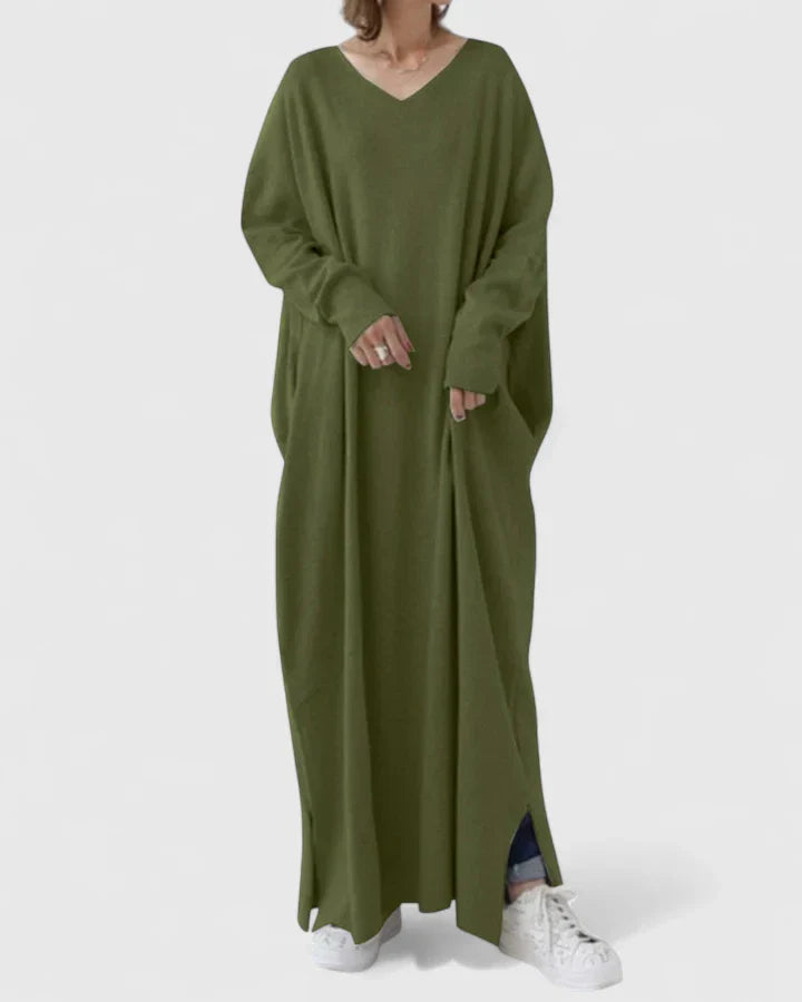 Ladies Elegant V Neck Floor Length Dress