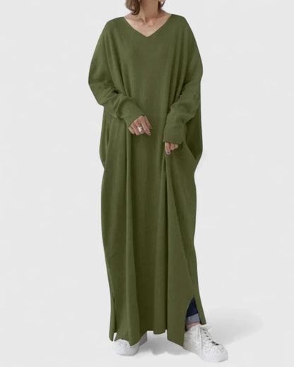 Ladies Elegant V Neck Floor Length Dress