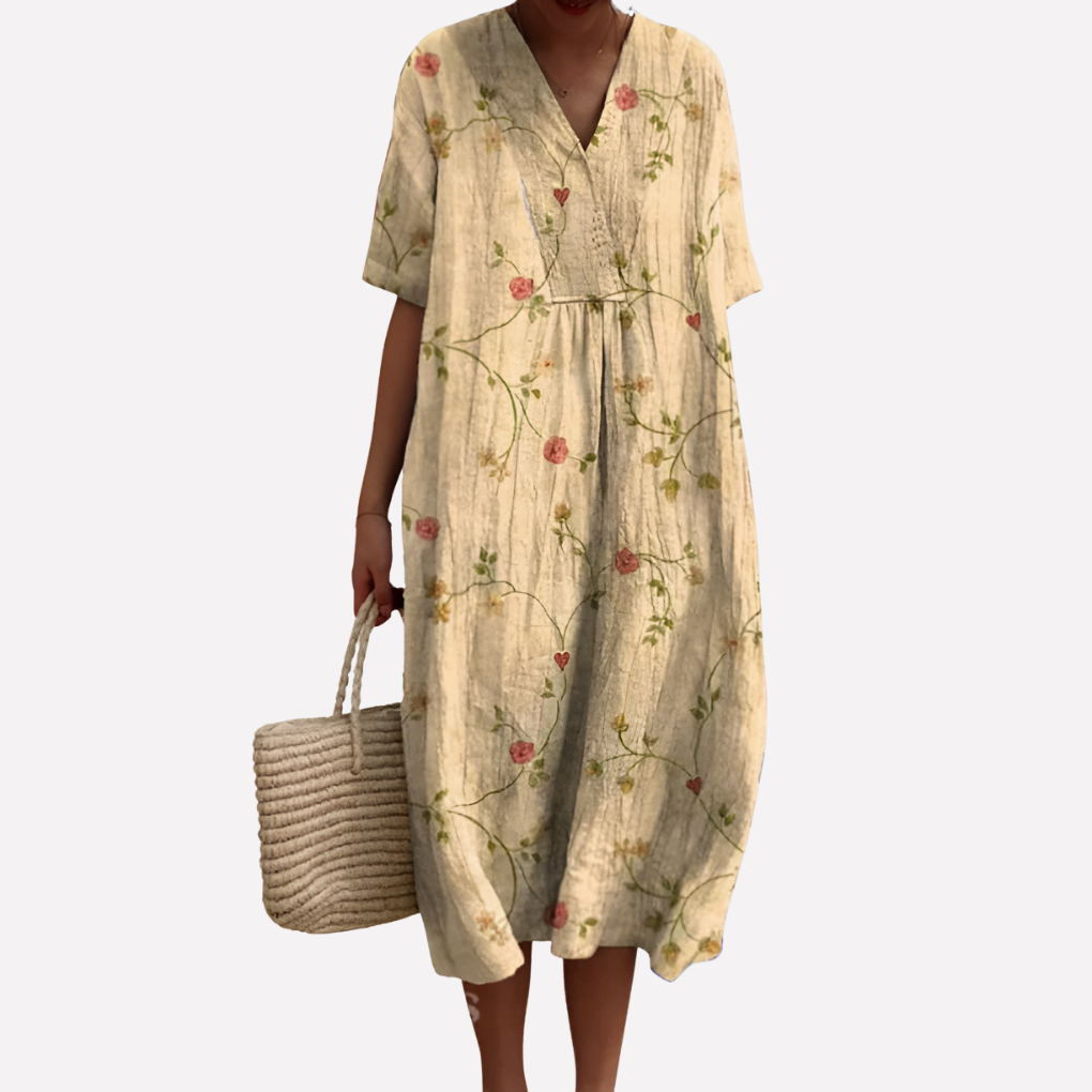 Women's Floral Summer Dress V-Neck Short Sleeves