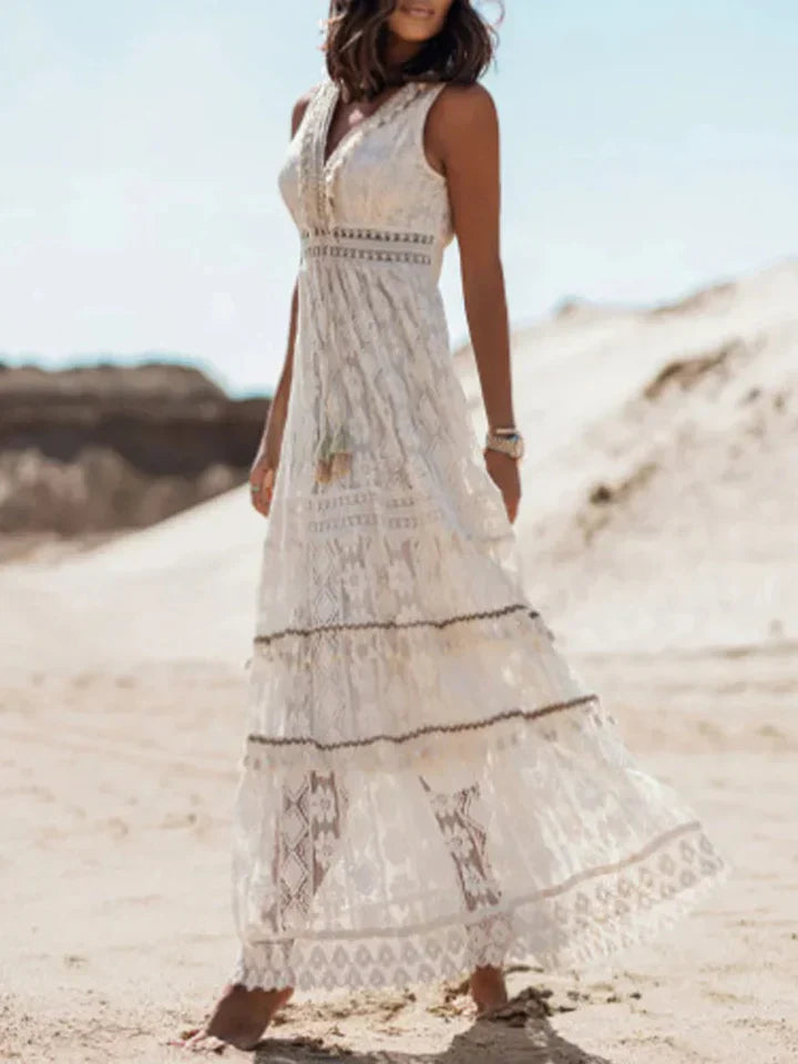 Women's Maxi Dress Lace Elegant Flared Sleeves