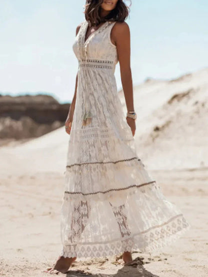 Women's Maxi Dress Lace Elegant Flared Sleeves