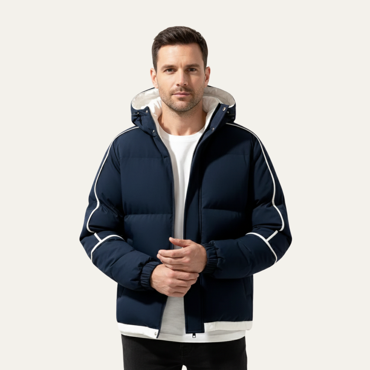 Men's Waterproof Puffer Jacket Hooded Winter Coat