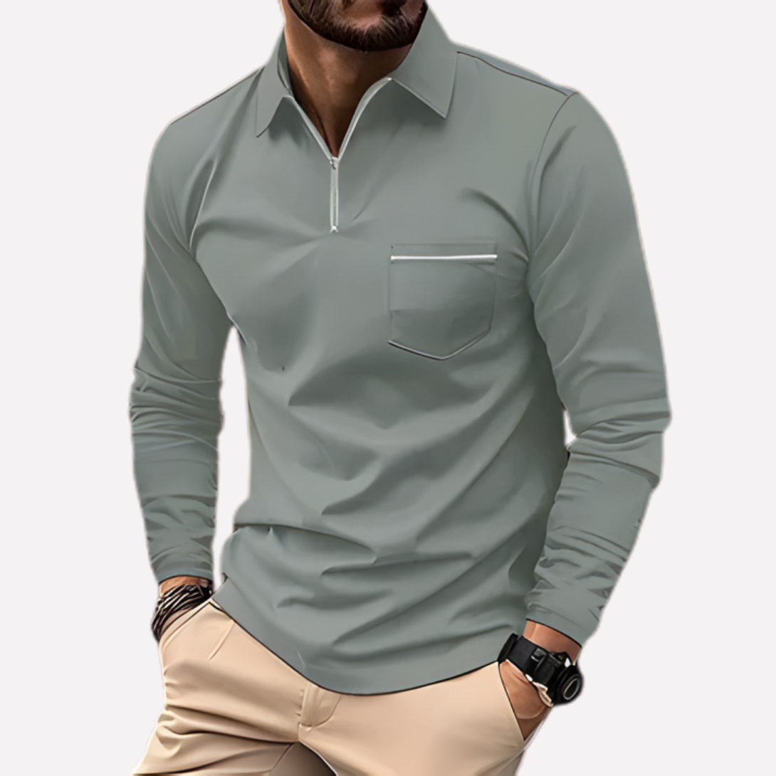 Men's Polo Shirt Long Sleeve With Pocket