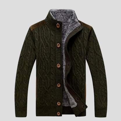 Men's Knit Jacket Plush Lined Warm