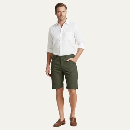 Men's Cargo Shorts Summer Casual Cotton Beige