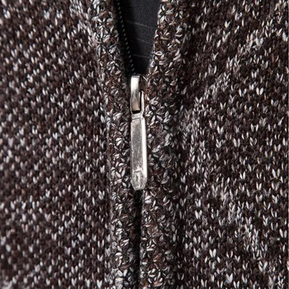 Men's Knit Fleece Cardigan Diamond Pattern Zip Front