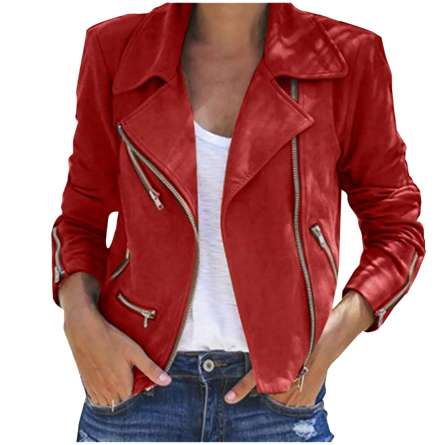 Women's Leather Zipper Jacket Black