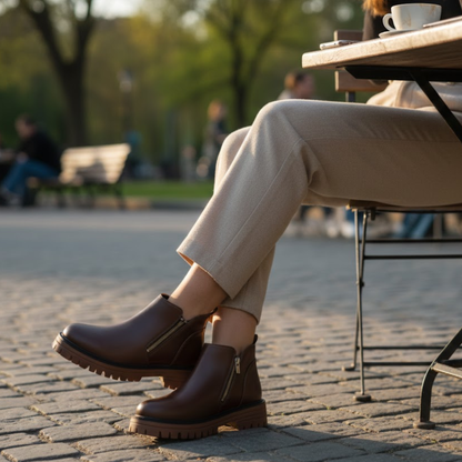 Comfortable Round Toe Flat Sneaker Boots for Women