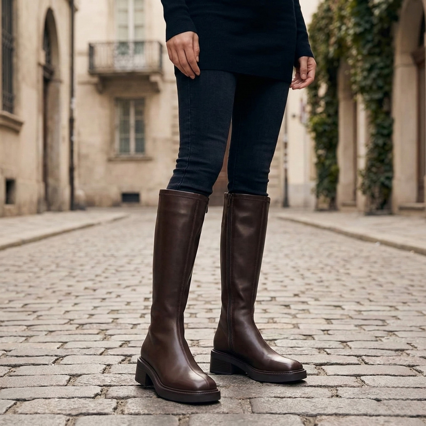Knee High Boots Flat Heel Round Toe Women