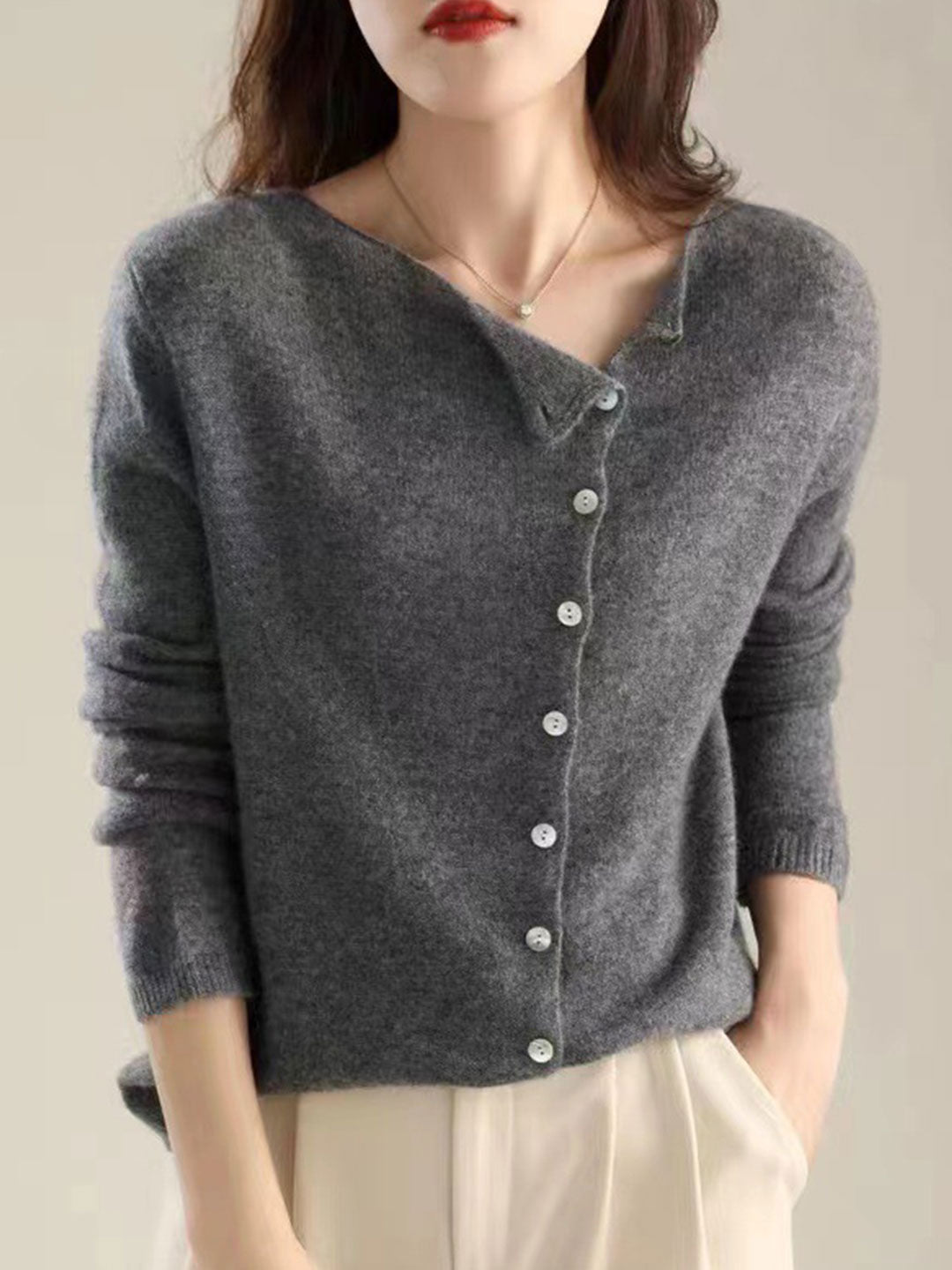 Women's Asymmetric Long Sleeve Cardigan