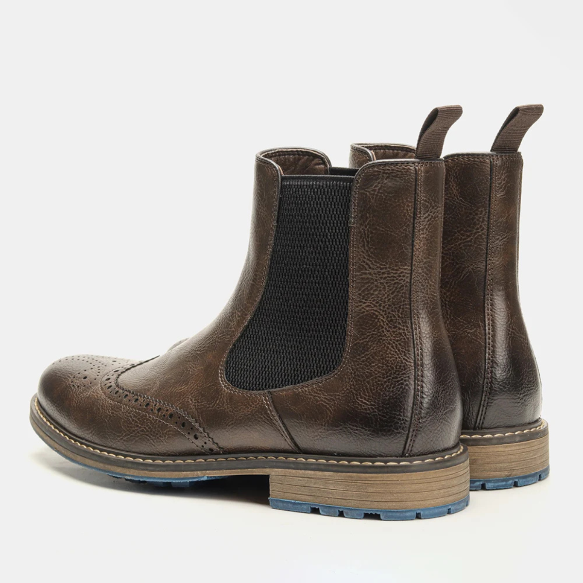 Monopoli Men's Chelsea Boots Leather Brogue Black