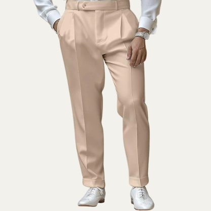 Men's Pleated Dress Pants Straight Leg Cotton Black