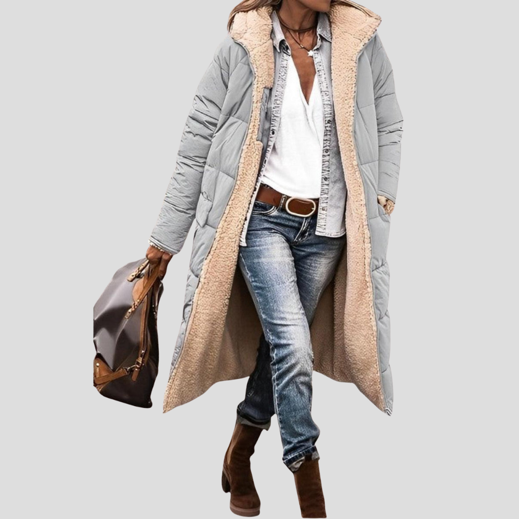 Women's Reversible Hooded Winter Coat Teddy Lining