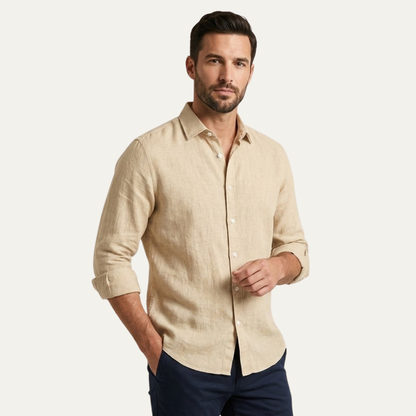 Men's Linen Summer Shirt Lightweight Beige
