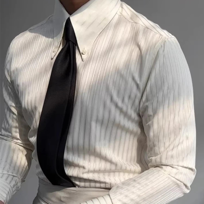 Mens Textured Pleated Dress Shirt Apricot