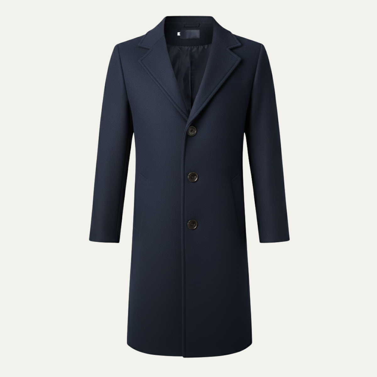 Men's Double Breasted Wool Overcoat Long Black