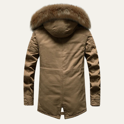 Men's Long Down Hooded Jacket Fur Collar