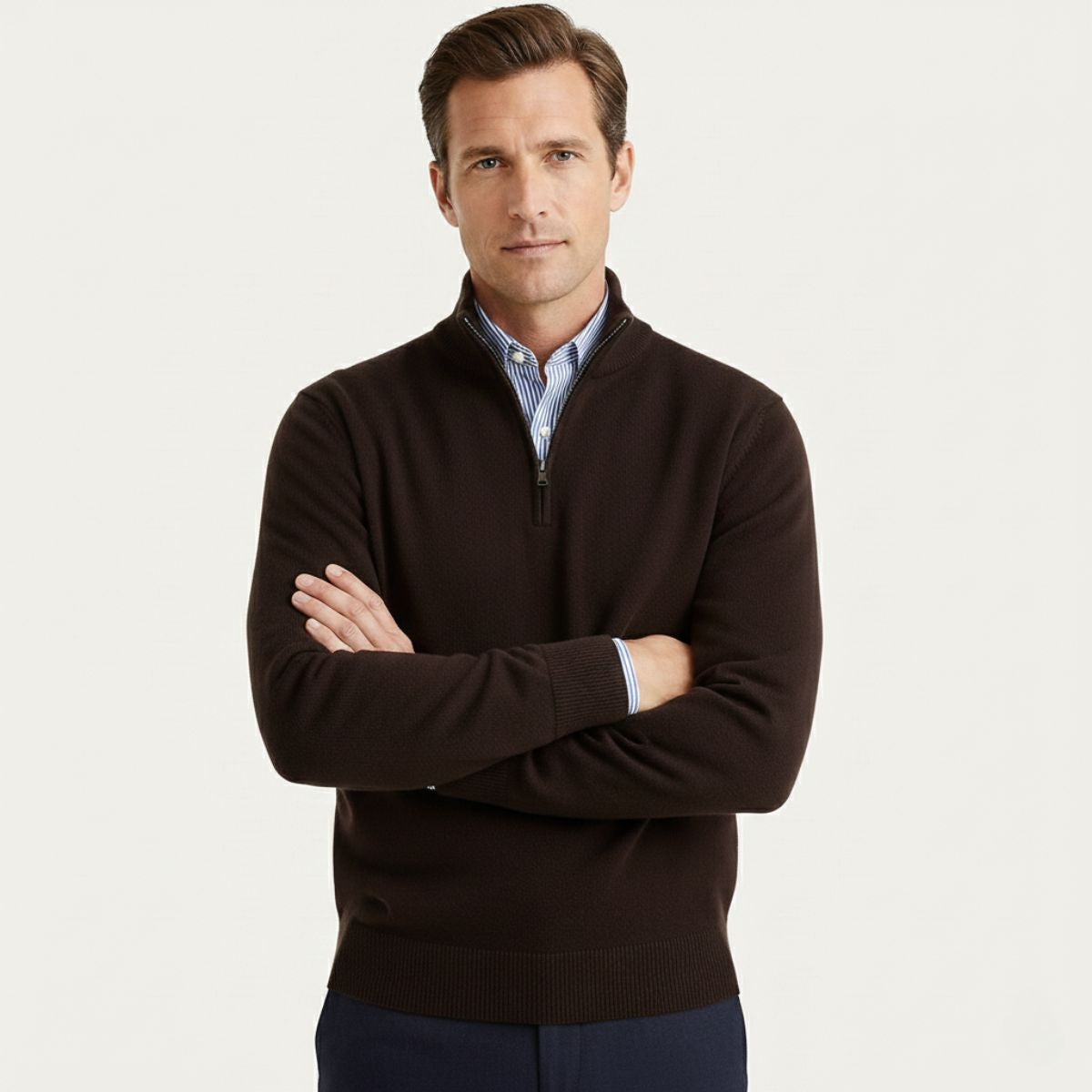 Bronx Men's Modern Quarter Zip Sweater