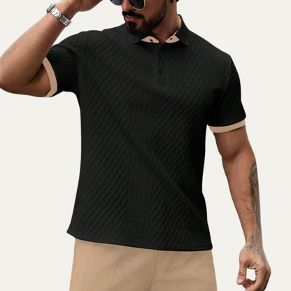 Cedarcrest Park Men's Textured Polo Shirt Contrast Collar