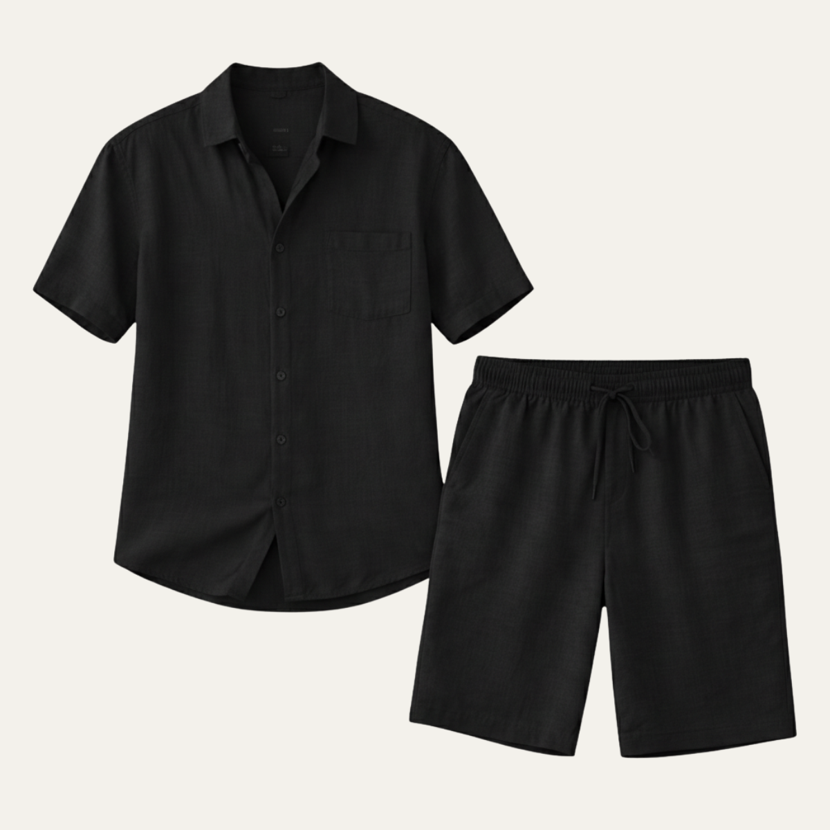 Men's Linen Shirt And Shorts Breathable Summer Set