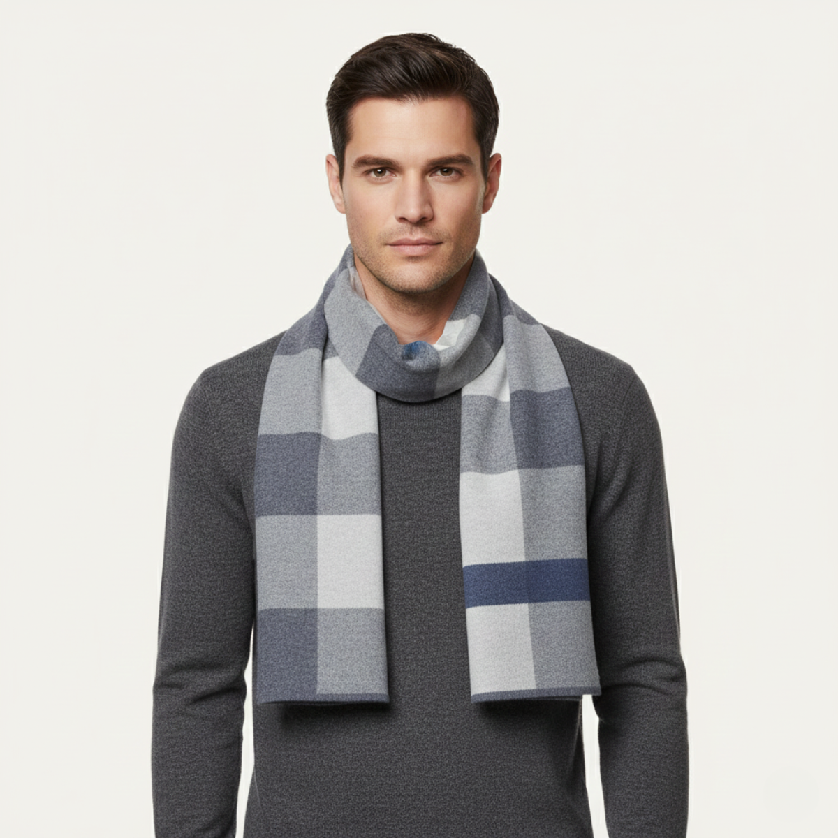 Men's Classic Plaid Scarf Wool Knit