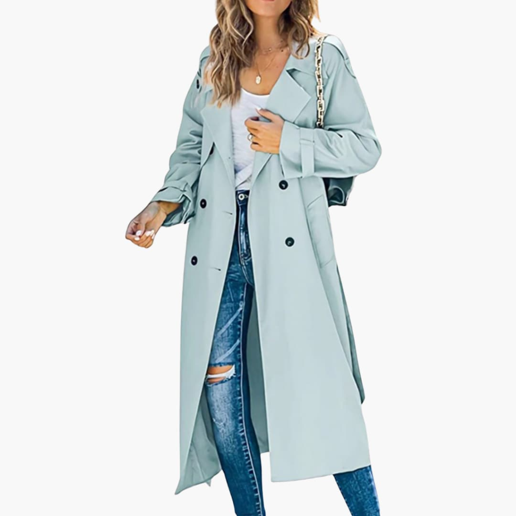 Women's Trench Coat Button Front Waterproof