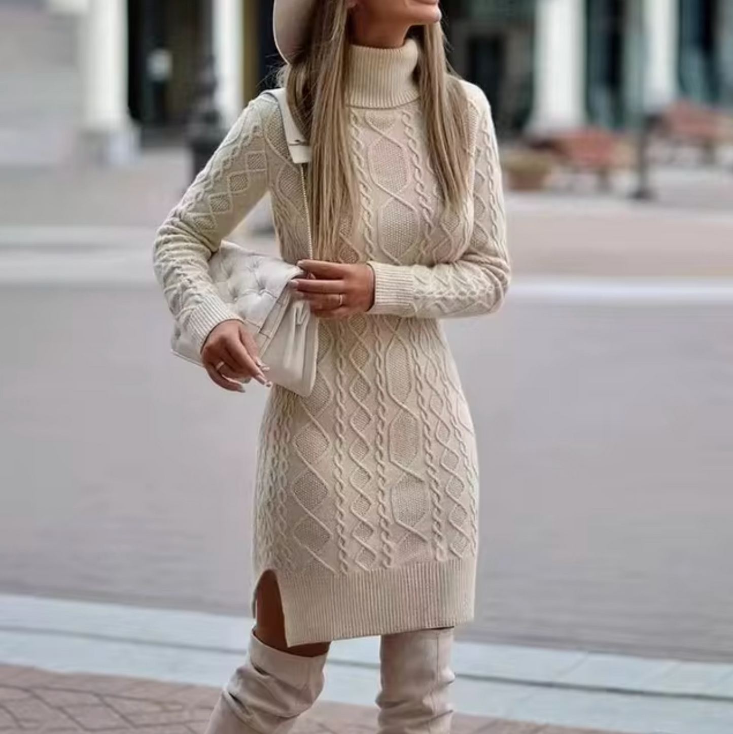 Women's Tricot Midi Dress Long Sleeves