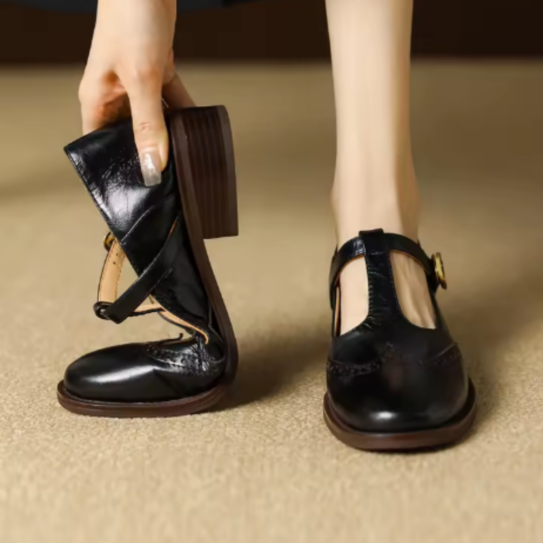 Classic Women's Low Heel Leather Mary Jane Shoes