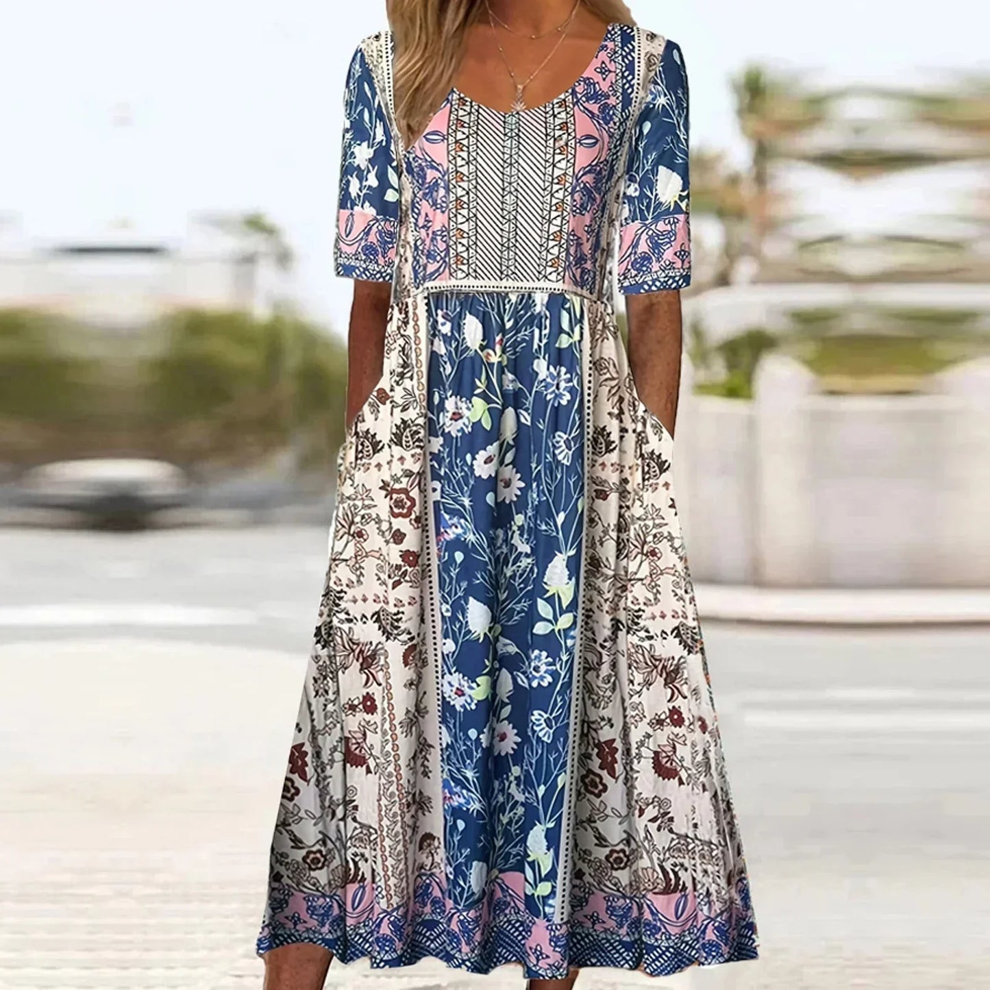 Boho Chic Round Neck Summer Dress