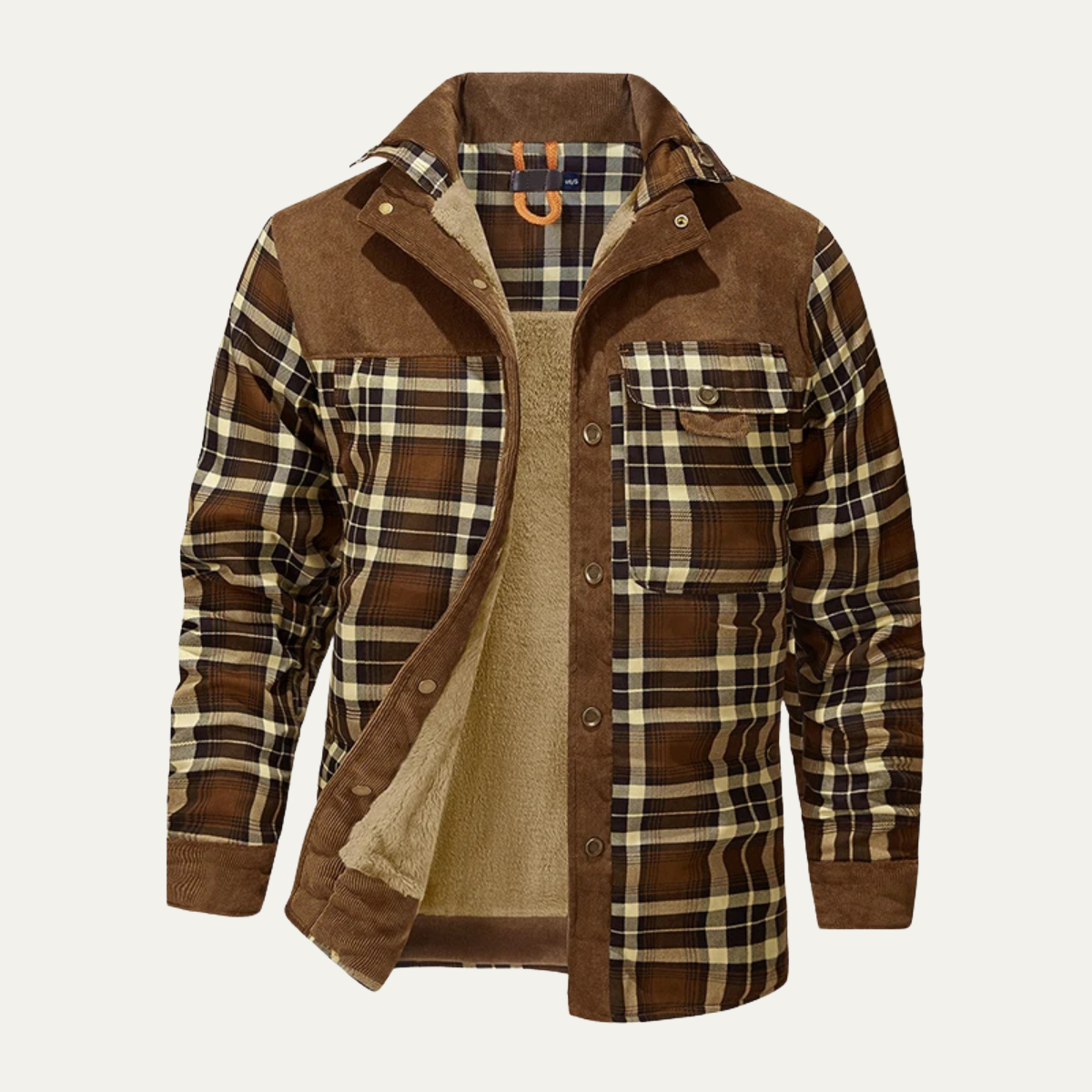 Men's Plaid Flannel Jacket Multi Pocket