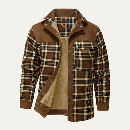 Men's Plaid Flannel Jacket Multi Pocket
