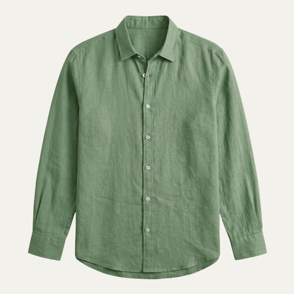 Men's Linen Button Up Shirt Casual Light Blue