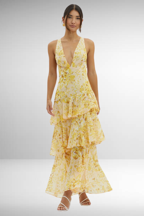 Beautiful Floral Layered Maxi Dress for Women