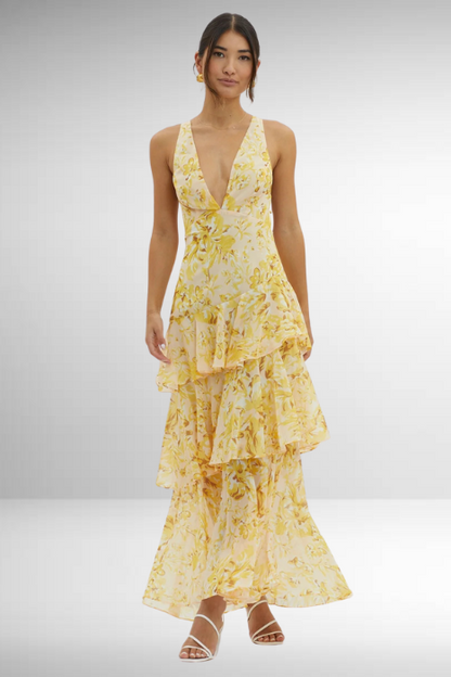 Beautiful Floral Layered Maxi Dress for Women