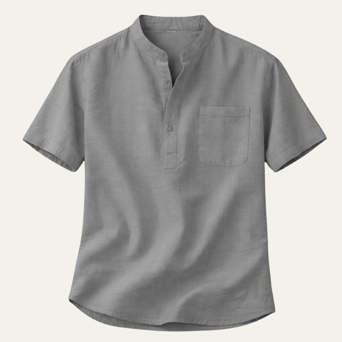 Men's Linen Henley Shirt Casual Light Beige