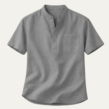 Men's Linen Henley Shirt Casual Light Beige