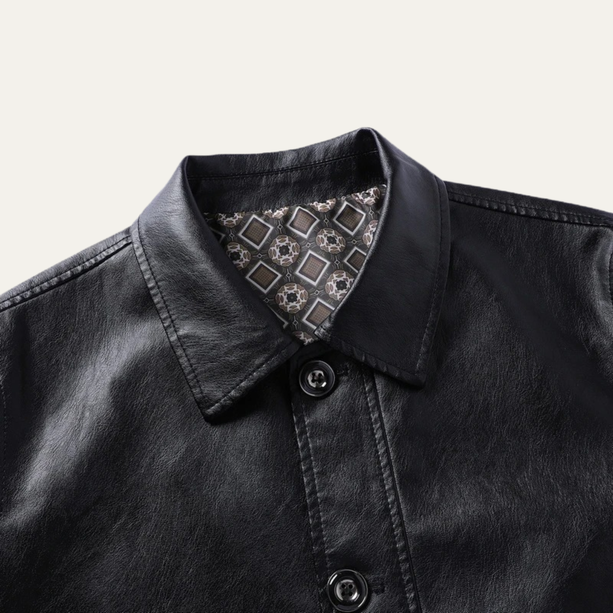 Men's Leather Winter Jacket Button Up