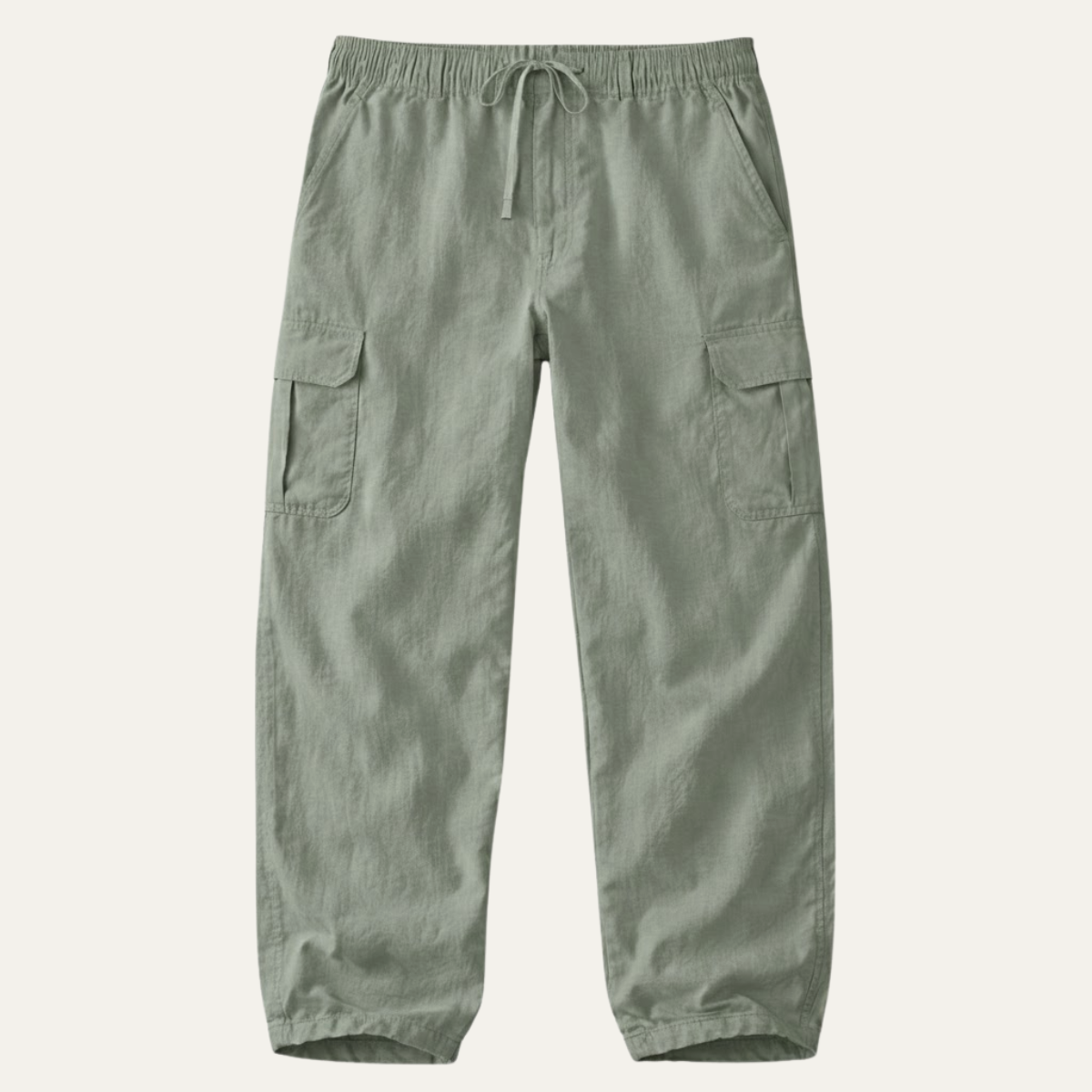 Men's Cotton Linen Cargo Pants Loose Fit Multi Pocket