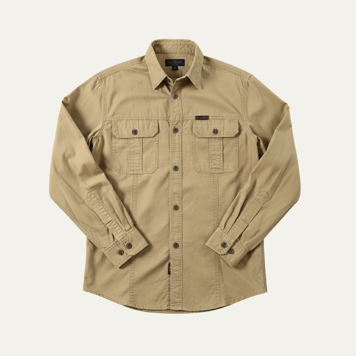 Men's Cotton Cargo Shirt Solid Color Multi Pocket