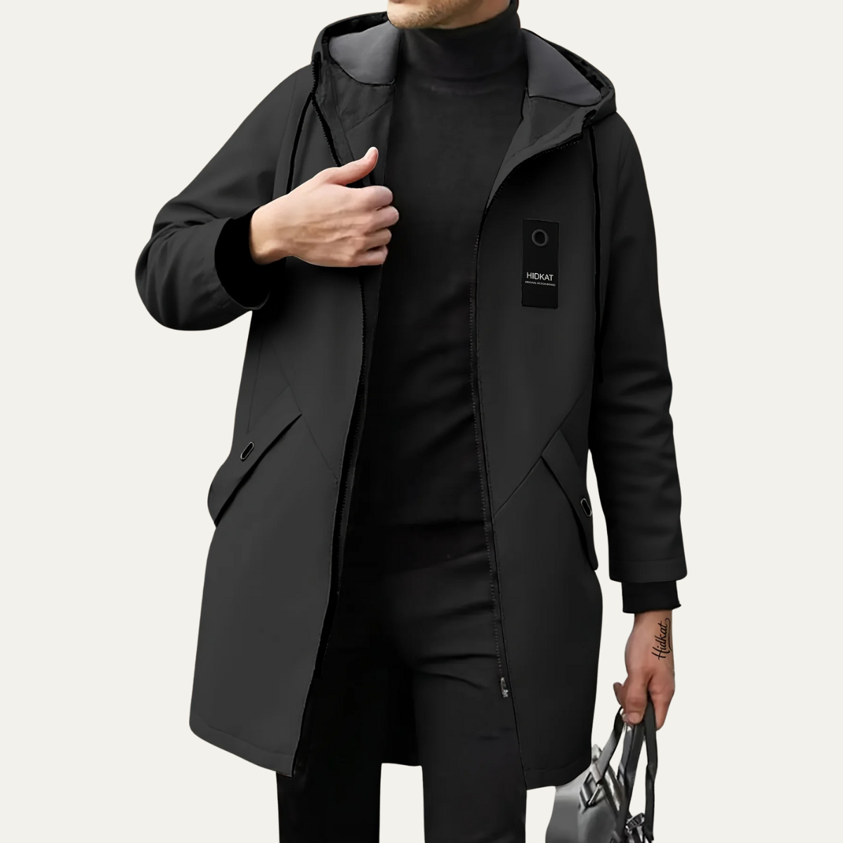 Waterproof Long Rain Jacket Windproof Hooded Coat