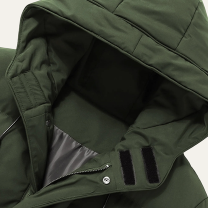 Men's Puffer Hooded Coat Waterproof With Pockets