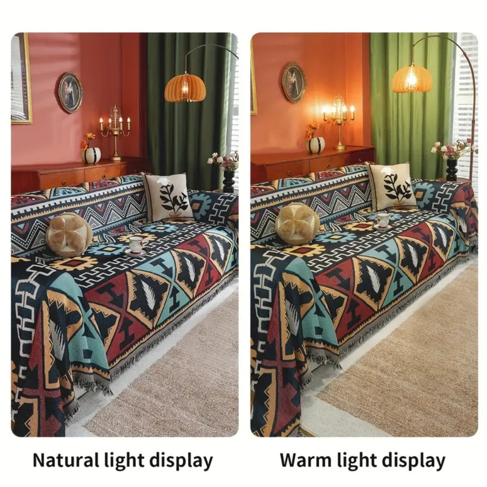 Geometric Sofa Cover Boho Style Polyester