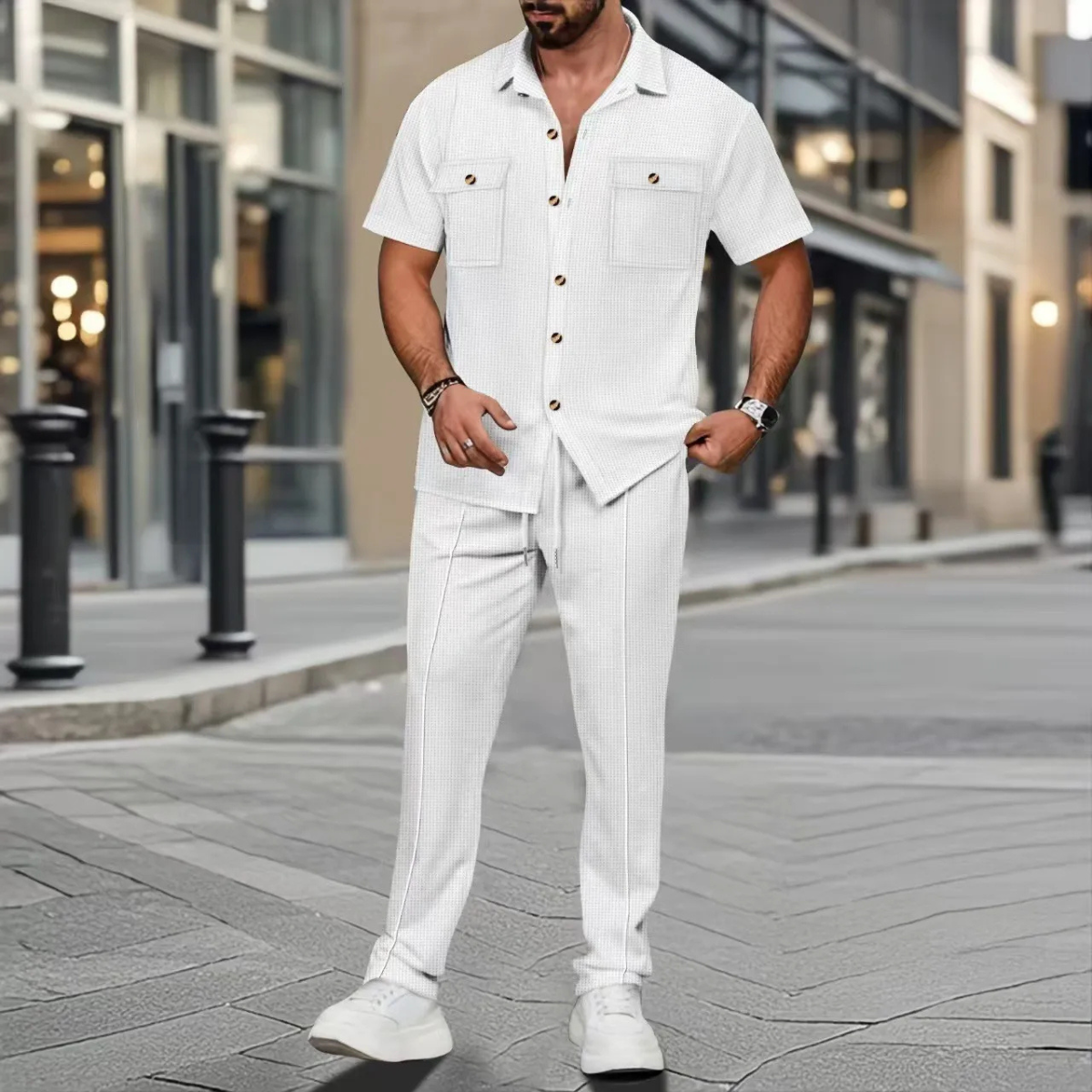 Edgemont Men's Casual Button Up Shirt Pants Set