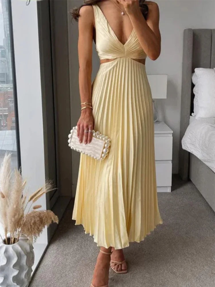 Women's Sleeveless Open Back Dress - VibreMode