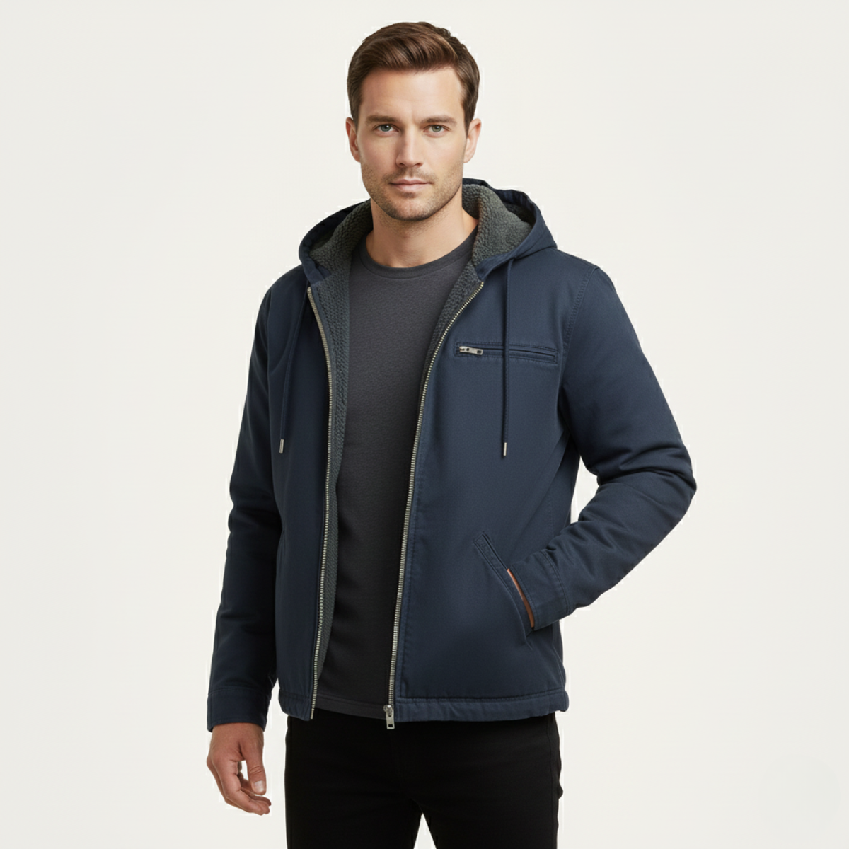 Men's Fleece Lined Hooded Jacket